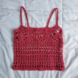 Crochet Mesh Tank Top size s (red)